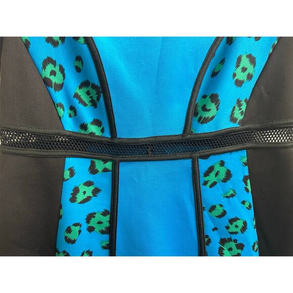 Marylin Monroe Women’s Blue Black Mesh Short Sleeve Mini Bodycon Dress Medium - Picture 4 of 7